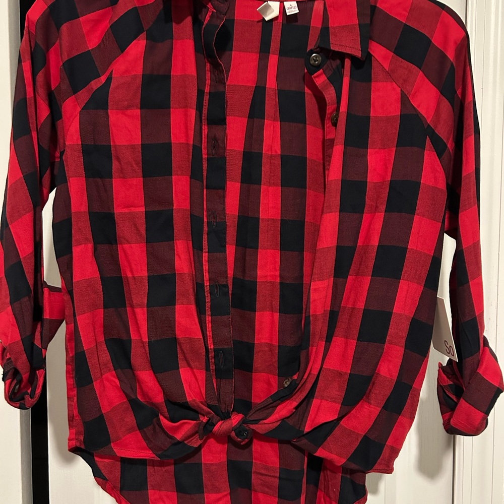 SO Red and Black Plaid Shirt